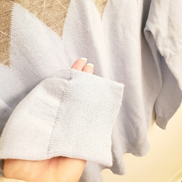 INC International Concepts  Blend V Neck Argyle Diamond Light Blue Sweater XXL - Picture 3 of 6